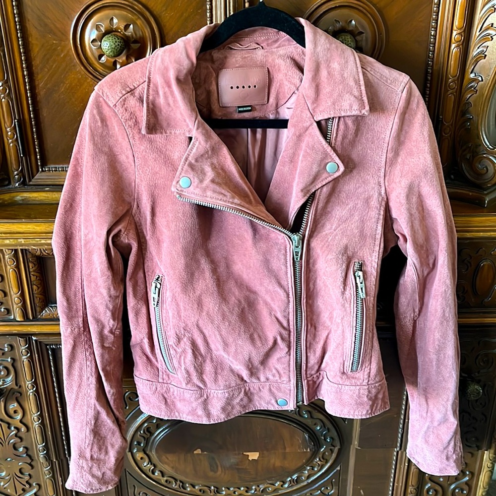 BlankNYC  Barbie pink leather moto jacket
